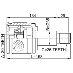 Alternative view of INNER CV JOINT RIGHT 30X35X26