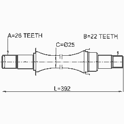 Alternative view of AXLE HALF SHAFT RIGHT 26X397X22