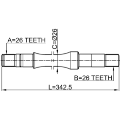 Alternative view of AXLE HALF SHAFT RIGHT 26X342.5X26