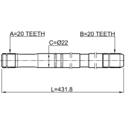 Alternative view of AXLE HALF SHAFT LEFT 20X431.5X20