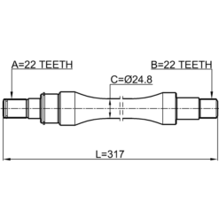 Alternative view of AXLE HALF SHAFT RIGHT 22X316X22
