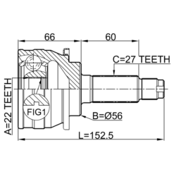 Alternative view of OUTER CV JOINT 22X56X27