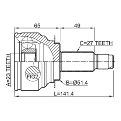 Alternative view of OUTER CV JOINT 23X51.3X27