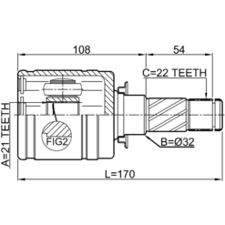 Alternative view of INNER CV JOINT 21X32X22