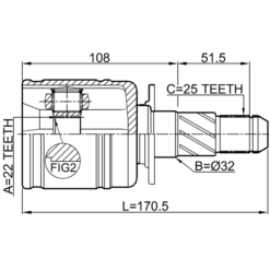 Alternative view of REAR INNER CV JOINT 22X32X25