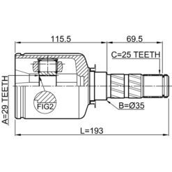 Alternative view of INNER CV JOINT 29X35X25