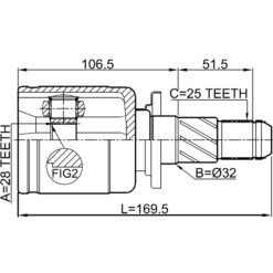 Alternative view of REAR INNER CV JOINT 28X32X25