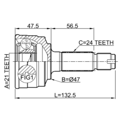 Alternative view of OUTER CV JOINT 21X47X24