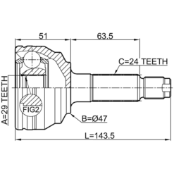 Alternative view of OUTER CV JOINT 29X47X24