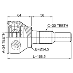 Alternative view of OUTER CV JOINT 24X54.5X30