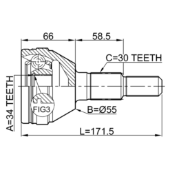 Alternative view of OUTER CV JOINT 34X55X30