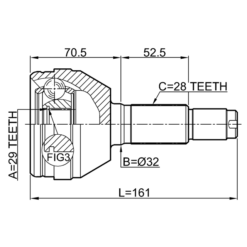 Alternative view of OUTER CV JOINT 29X32X28