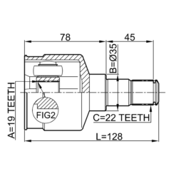 Alternative view of INNER CV JOINT 19X35X22
