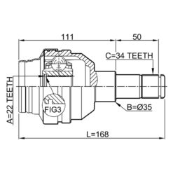 Alternative view of INNER CV JOINT 22X35X34