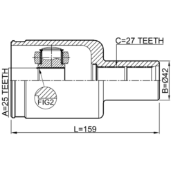 Alternative view of INNER CV JOINT RIGHT 25X42X27