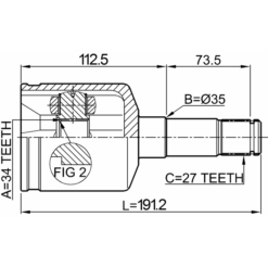 Alternative view of INNER CV JOINT LEFT 34X35X27