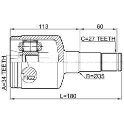 Alternative view of INNER CV JOINT LEFT 34X35X27