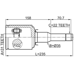 Alternative view of INNER CV JOINT LEFT 31X35X22