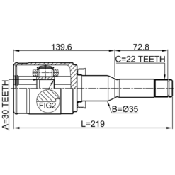 Alternative view of INNER CV JOINT LEFT 30X35X22
