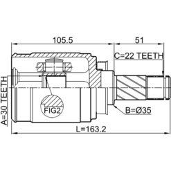 Alternative view of INNER CV JOINT RIGHT 30X35X22