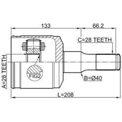 Alternative view of INNER CV JOINT 28X40X28