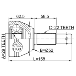 Alternative view of OUTER CV JOINT 29X52X22