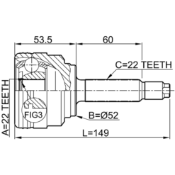 Alternative view of OUTER CV JOINT 22X52X22