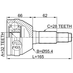 Alternative view of OUTER CV JOINT 32X55.4X28