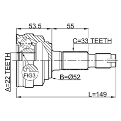 Alternative view of OUTER CV JOINT 22X52X33