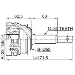 Alternative view of OUTER CV JOINT 29X52X33