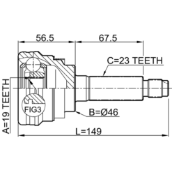 Alternative view of OUTER CV JOINT 19X46X23