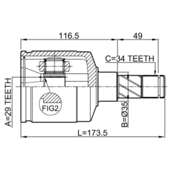 Alternative view of INNER CV JOINT 29X35X34