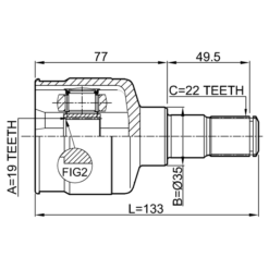 Alternative view of INNER CV JOINT 19X35X22
