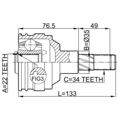 Alternative view of INNER CV JOINT 22X35X34