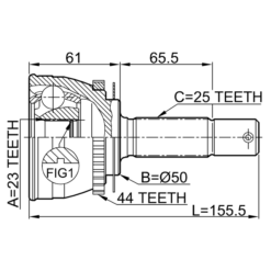 Alternative view of OUTER CV JOINT 23X50X25