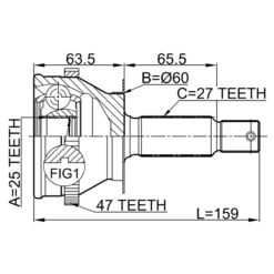 Alternative view of OUTER CV JOINT 25X60X27