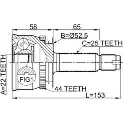 Alternative view of OUTER CV JOINT 22X52.5X25