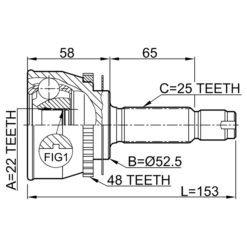 Alternative view of OUTER CV JOINT 22X52.5X25