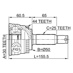 Alternative view of OUTER CV JOINT 30X50X25
