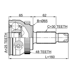 Alternative view of OUTER CV JOINT 25X65X30