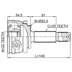 Alternative view of OUTER CV JOINT 22X55.3X25