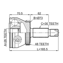 Alternative view of OUTER CV JOINT 26X73X30