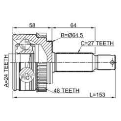 Alternative view of OUTER CV JOINT 24X64.5X27