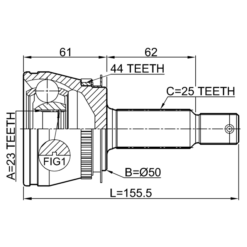Alternative view of OUTER CV JOINT 23X50X25