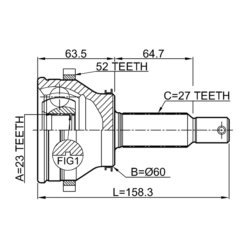 Alternative view of OUTER CV JOINT REAR 23X58.5X27