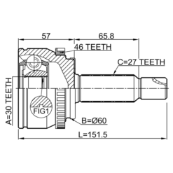 Alternative view of OUTER CV JOINT 30X60X27
