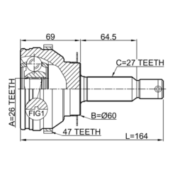 Alternative view of OUTER CV JOINT 26X60X27
