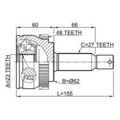 Alternative view of OUTER CV JOINT 23X62X27