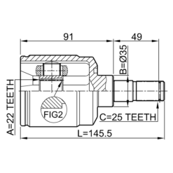 Alternative view of INNER CV JOINT 22X35X25