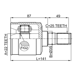 Alternative view of INNER CV JOINT 22X35X25